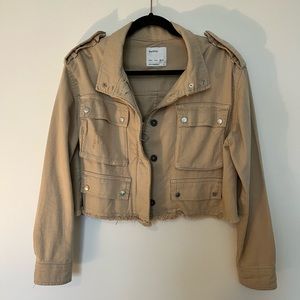 Bershka Cropped Denim/Twill Jacket